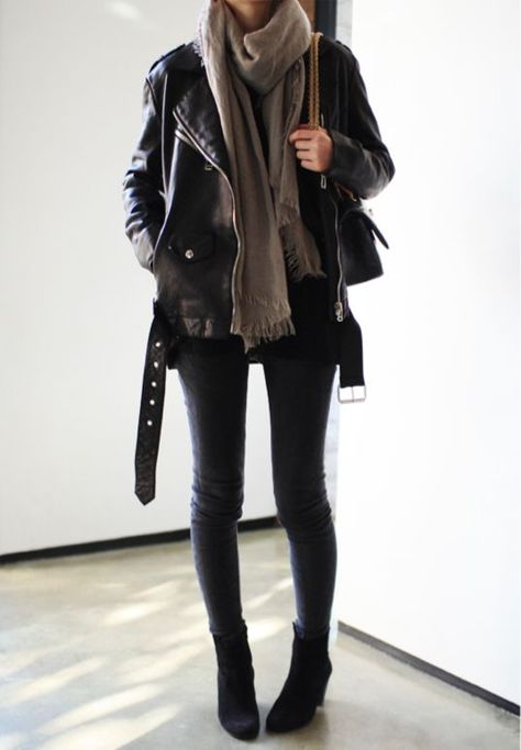 leather jacket + black jeans  Fashion Women's T-shirts, jackets, jeans, handbags, shoes, sunglasses and scarves, cheap replicas with high quality, welcome to visit http://popbrands.co/ Wearing Black, Black Boots, A Woman, Leather Jacket, Tumblr, Boots, Leather, Black