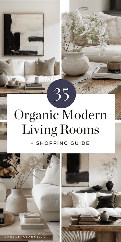 If you're into a home that's cozy, stylish, and all about natural vibes, then you're going to love the organic modern interior design style. This design style calls for mixing natural, sustainable materials with modern, minimalist design. It's a look that's super popular right now, and for good reason. Today, I'll share 35 inspiring organic modern living rooms to give you some fresh ideas, plus a handy guide on where to find the best furniture and decor to nail this style. This guide to ... Modern Interior Design Bedroom, Organic Living Room Decor, Organic Modern Interior Design, Organic Modern Interior, Organic Interior Design, Organic Modern Living Room, Modern Organic Home, Organic Living Room, Natural Vibes