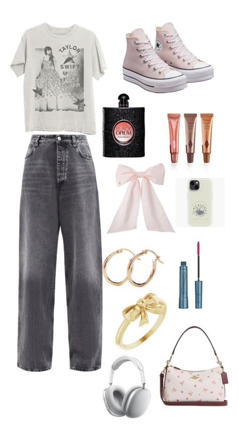 taylor swift cute merch fit pink bows trendy outfit teen preppy outfit Taylor Swift Merch, Preppy Outfits For School, Gift Inspo, Preppy Outfits, Lookbook Outfits, Fit Inspo, School Outfits, Fitness Inspo, Everyday Outfits