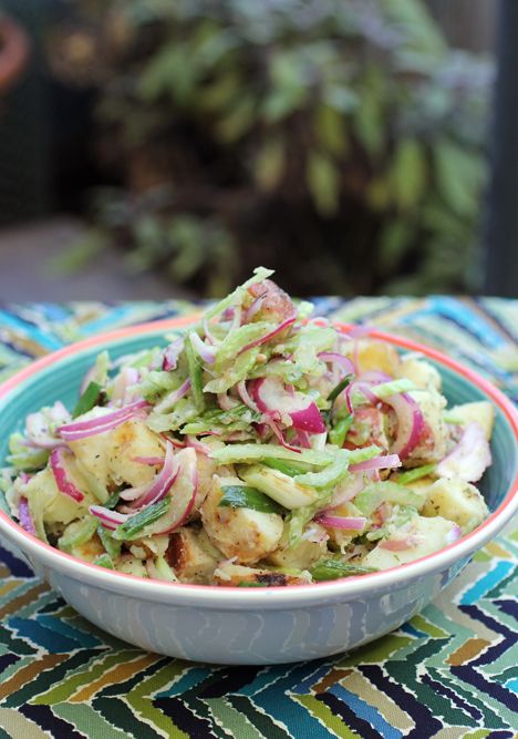 potato salad w roasted garlic dressing Garlic Potato Salad, Michael Chiarello, Roasted Garlic Dressing, Grilled Potato Salad, Roasted Potato Salads, Garlic Dressing, Garlic Roasted Potatoes, Roasted Potato, Garlic Potatoes