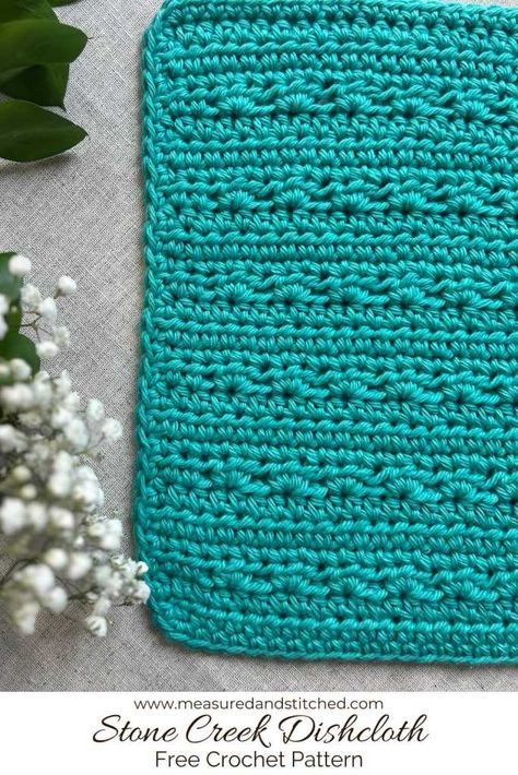 Dive into the world of creative crochet with our easy-to-follow pattern and farmhouse-inspired Stone Creek Dishcloth. This delightful crochet dishcloth is not just functional; it’s a testament to your crafty skills. Crafted with 100% cotton yarn, this piece promises comfort, durability, and a timeless farmhouse feel. Don't just clean, create! Get the free pattern now on the blog. Country Cottage Crochet, Crochet Washrag Pattern, Crochet Farmhouse Dishcloth, Crochet Dish Cloth Free Pattern Cotton, Crocheted Dish Cloths Patterns Free, Crochet Dishcloth Free Pattern Easy, Crochet Dishrags Free Pattern, Free Dishcloth Patterns, Farmhouse Dishcloth Crochet Pattern