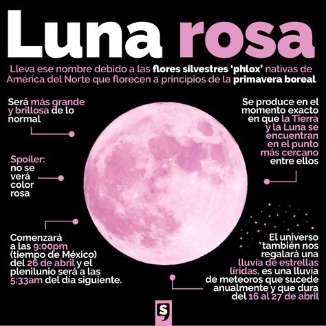 Déjate sorprender por uno de los fenómenos astronómicos más esperados, la superluna rosa, que lleva ese nombre debido al florecimiento de las “Moss Phlox” que florecen a principios de la primavera boreal y la lluvia de estrellas líridas, que podrás observar desde el 16 al 27 de abril Moss Phlox, Spirituality, Moon, Color