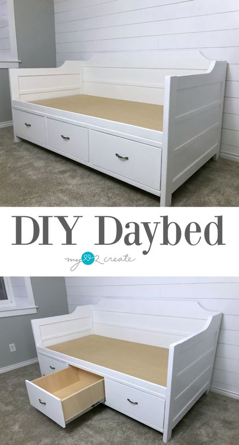 Divan Cama, Small Space Heater, Daybed Room, Diy Daybed, Daybed With Drawers, Daybed With Storage, Diy Furniture Bedroom, Diy Closet, Bed With Drawers