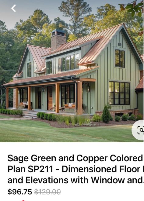 Green Siding House With Brick, Dark Green House With Cedar Accents, Olive Green Siding House Exterior Colors, House With Green Siding, Metal Building Colors Schemes, Gina Montana, Green Siding House, Manufactured Home Exterior, Brown House Exterior