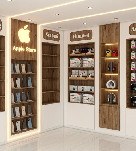 Electronic Showroom Interior Design, Mobile Store Interior, Mobile Shop Design Interior 3d, Modern Retail Store Design, Phone Shop Design, Electronics Store Design, Mobile Shop Design, Mac Store, Of White Color