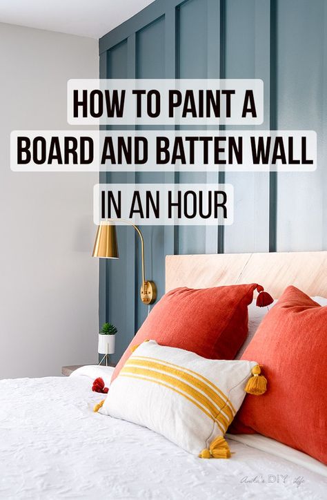 Painting a board and batten wall doesn't need to be time consuming! See the trick that helps you paint the wall in an hour - with uniform coverage! #anikasdiylife Diy Board And Batten Wall, Batten Walls, Bedroom Makeover Diy, Diy Board And Batten, Batten Wall, Bedroom Wall Decoration, Board And Batten Wall, Diy Accent Wall, Young House Love