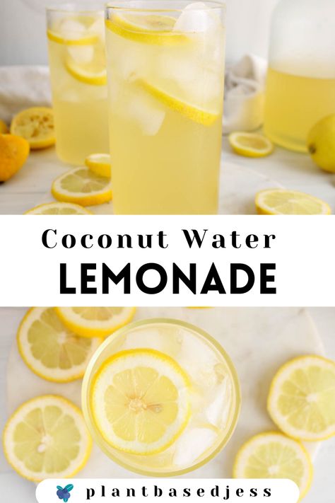 View on a tall glass of coconut water lemonade. Coconut Water Recipes, Squeezed Lemon, Drink Recipes Nonalcoholic, Refreshing Drinks Recipes, Milk Shakes, Lemonade Recipes, Healthy Drinks Recipes, Summer Drink, Water Recipes