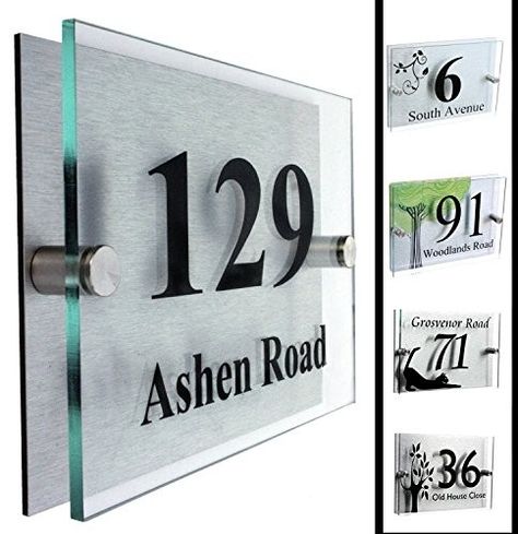 Solar Address Light - Foter Front Door Number, House Number Ideas, House Name Signs, Name Plates For Home, Name Plate Design, Building Signs, Name Board, House Name, Modern House Number