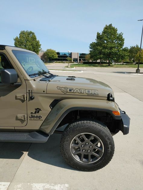 Up out of the swamps comes our Gator Edition Side Hood Decals for your Jeep Gladiator or Wrangler. We also make them in a smaller fender graphic and side vent decal. #CollectibleDeacls #GatorGreenGladiator #GatorGreenWrangler #jeepgladiator #jeep #jeeplife #offroad #jeepwrangler #gladiator #offroading #wrangler #rubicon #jeepfamily #jeeps #overland #itsajeepthing #jeepnation #jeepsofinstagram #truck #jeeplove #jeepbuild #jeeping #jeeptruck #4x4offroad #jeepgladiatorpickup #overlanding #jeepgladi Jeep Names, Military Star, Jeep Photos, Cool Garages, Decal Ideas, Custom Jeep, 4x4 Off Road, Vinyl Graphics, Wrangler Jl