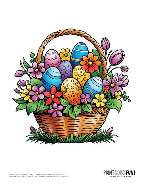 Easter Basket Drawing, Flowers In A Basket Drawing, Fruit Basket Drawing For Kids, Easter Basket Coloring Pages, Basket With Vegetables Drawing, Bucket Drawing, Easter Cartoon, Easter Basket Template, Basket Template