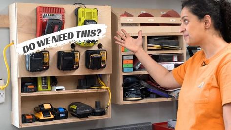 DIY Battery Charging Station Charging Station Cabinet, Charging Station Ideas, Battery Charger Station, Battery Charging Station, Magnetic Latch, Wood Repair, Table Saws, Pocket Hole Jig, Charger Station