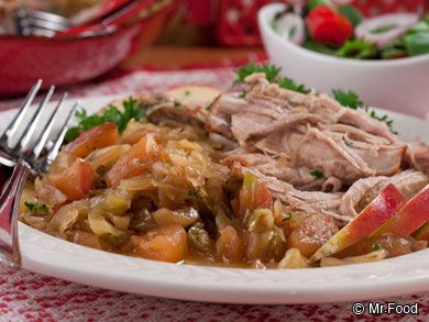 {Good Luck Pork and Cabbage}  Slow Cookers are super when you're too busy to stand watch over your stovetop. Well, our slow cooker recipe for old world-inspired Good Luck Pork and Cabbage, popular for good fortune in the new year, is sure to make your life in the kitchen easier. Recipes For Pork Chops, Best Pork Recipes, Recipes For Pork, Pork Cabbage, Lucky Things, Mr Food, Best Pork Recipe, Hoppin John, Pork And Cabbage