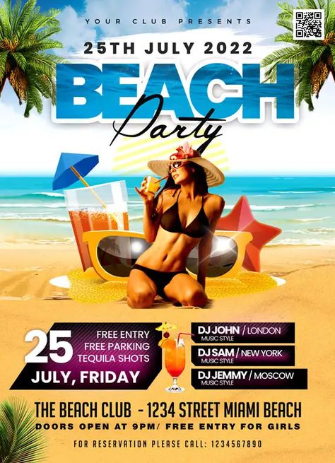 Download the Free Beach Party Flyer Template! - Free Club Flyer, Free Flyer Templates, Free Party Flyer - #FreeClubFlyer, #FreeFlyerTemplates, #FreePartyFlyer - #Club, #DJ, #Electro, #Music, #Night, #Nightclub, #Party Beach Party Flyer, Free Psd Flyer Templates, Event Advertising, Flyer Free, Free Psd Flyer, Party Flyer Template, Beach Events, Psd Flyer Templates, Summer Beach Party