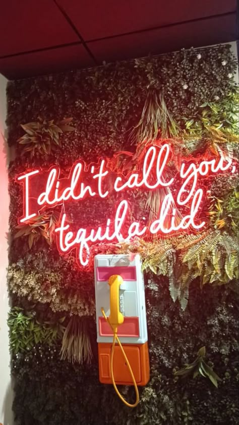 Wall Design Aesthetic, Interior Wall Ideas, Vibrant Office, Mexican Restaurant Design, Mexican Restaurant Decor, Mexican Bar, Neon Name Sign, Neon Signs Quotes, Tequila Bar