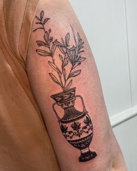 Greek Vase Tattoo Simple, Ode On A Grecian Urn Tattoo, Grecian Urn Tattoo, Greek Urn Tattoo, Italian Vase Tattoo, Grecian Vase Tattoo, Urn Tattoo, Grecian Tattoo, Greek Pottery Tattoo