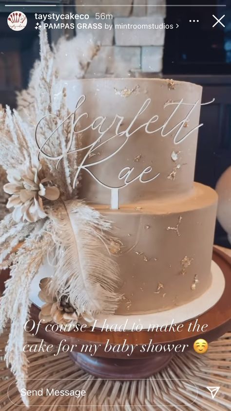 Boho Chic Cake Ideas Birthday, Wedding Cakes With Feathers, Boho Theme Cake Birthday, Boho Baby Shower Cake Ideas, Boho Baby Shower Cake Girl, Boho Cake Ideas Birthday, Neutral Gender Reveal Cake, Boho Theme Cake, Boho Themed Cake