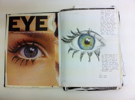 Sketchbook idea: magazine drawings Eve Art, Eye Drawings, Eye Study, Gcse Art Sketchbook, Sketch Journal, Eye Sketch, Art People, Drawing Exercises, Sketchbook Art Journal