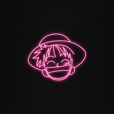 Pfp Neon, Luffy Logo, Neon Pfp, Red Profile, Full Black Wallpaper, Japanese Cartoon Characters, Character Outline, Message Logo, One Piece Cartoon