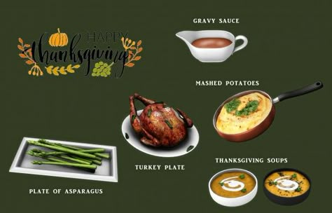 Sims 4 Thanksgiving, Thanksgiving Soups, Leo Sims, Thanksgiving Vegetables, Turkey Plates, Caramel Pears, Thanksgiving Dinner Party, Sims 4 Kitchen, Sims Stories