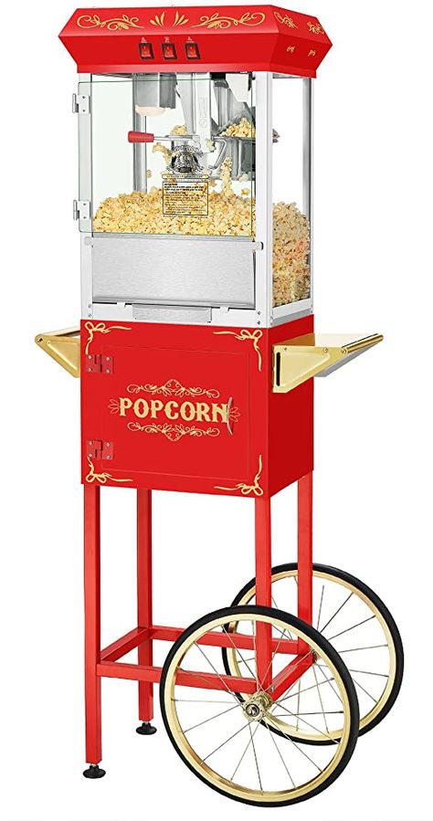 Snack Shelf, Popcorn Cart, Perfect Popcorn, Movie Night Popcorn, Popcorn Makers, Vintage Machine, Best Popcorn, Stainless Steel Kettle, Popcorn Popper