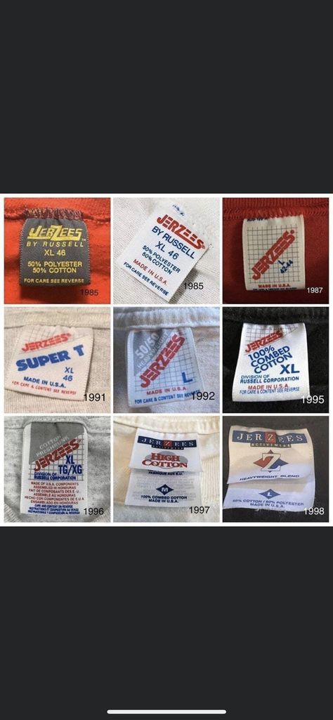 Shirt Labels, Thrifting Tips, Tatoo Styles, Vintage Reference, Logos Vintage, T Shirt Label, Vintage Guide, Clothing Reference, Etiquette Vintage