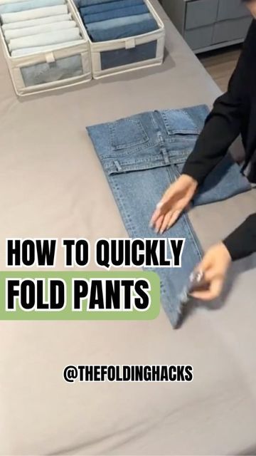 The Folding Hacks on Instagram: "Follow @thefoldinghacks for more content like this! How to fold pants like a 📘 #foldinghacks #folding #clothestips" Folding Pants, Fold Pants, How To Fold Pants, Folding Hacks, Packing Hacks Clothes, Shirt Folding, Packing Clothes, Clothes Organization Diy, Diy Fashion Hacks