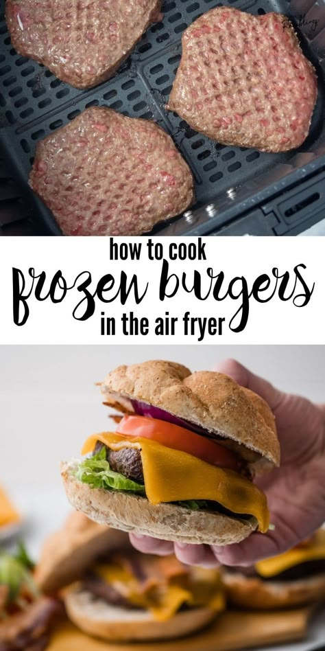 Air Fryer Recipes Hamburger, Frozen Burger Patties, Frozen Beef, Cooks Air Fryer, How To Cook Burgers, Air Fryer Oven Recipes, Air Fry Recipes, Hamburger Recipes, Air Fryer Dinner Recipes