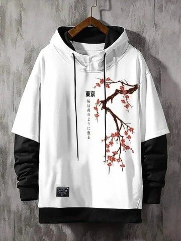 Japanese Cherry Blossoms, Cherry Blossom Print, Stylish Hoodies, Men Stylish Dress, Elegante Casual, Men's Casual Style, Cool Outfits For Men, New Chic, Winter Hoodies