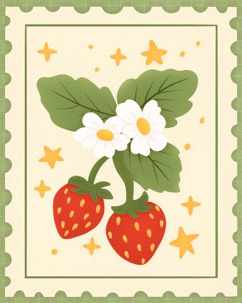 Strawberry stamp 🍓✨ Swipe to see the printed notebook of this illustration 📒✨ You can DM me for more info about ordering ✨ . . . #strawberry #strawberries🍓 #notebook #printednotebooks #illustrations #digital_artist #digitalart #digitalillustrator #Illustration #illustratorsoninstagram #IllustrationArtists #illustrationforbooks #illuatration_daily #illustrationart #CuteArt #cutedrawings #cuteillustration #cutedrawing #procreate #ProcreateArt #notebookart #notebookartist #drawing #drawing✏ #f... Strawberry Basket Tattoo, Strawberry Leaves Drawing, Vintage Strawberry Aesthetic, Strawberry Cute Drawing, Plant Drawing Aesthetic, Strawberry Art Illustration, Strawberry Drawing Aesthetic, Things To Draw On Ipad, Strawberry Digital Art