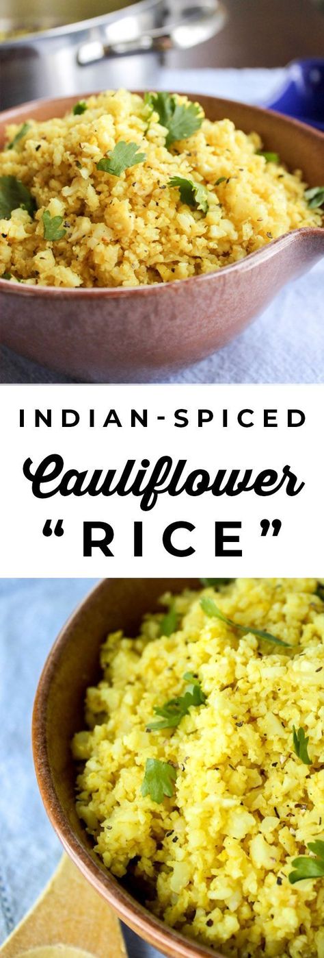 Indian Cauliflower Rice, Curry Healthy, Rice Cauliflower, Cauliflower Rice Recipe, Clean Eating Vegetarian, The Food Charlatan, Spiced Cauliflower, Cauliflower Rice Recipes, Aloo Gobi