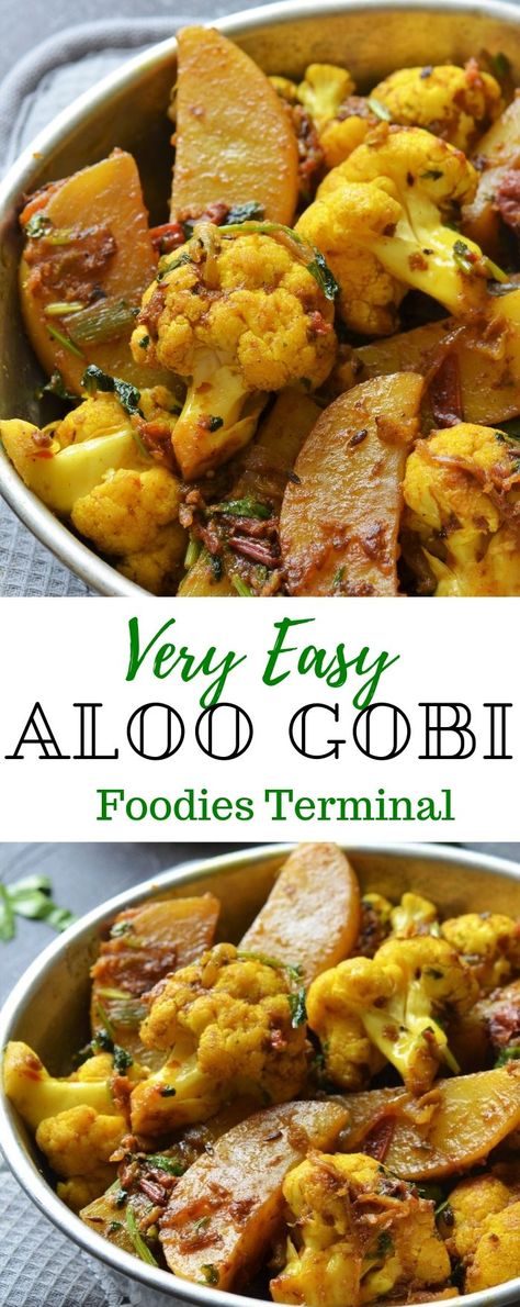 Aloo Gobi Recipe Punjabi, Vegan Aloo Gobi, Aloo Gobi Recipe, Gobi Recipe, Easy Cauliflower Recipes, Indian Vegetable Recipes, Gobi Recipes, Cauliflowers, Punjabi Food