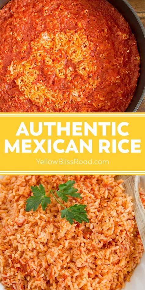 Learn how to make Authentic Mexican Rice! This simple recipe has few ingredients and goes with a variety of Mexican food like tacos, burritos and more. Homemade Mexican Rice, Authentic Mexican Rice, Mexican Rice Easy, Mexican Rice Recipes, Homemade Mexican, Tacos Burritos, Easy Rice Recipes, Mexican Dinner, Mexican Rice