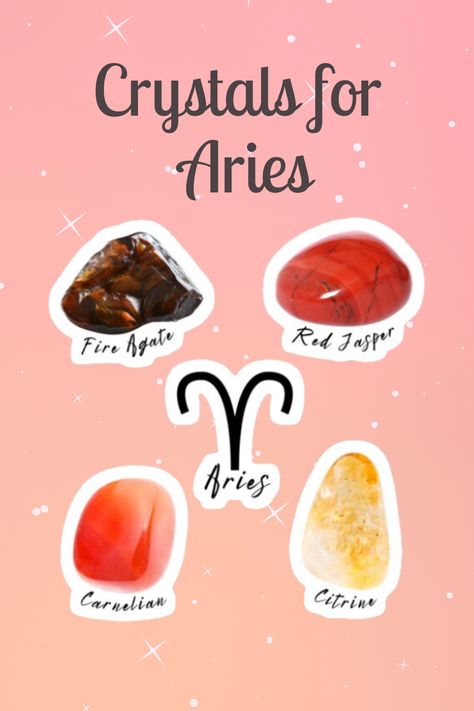 Crystals For Aries, Fire Agate Crystal, Badges Ideas, Crystal Carnelian, Leo Aries, Zodiac Crystals, Red Jasper Crystal, Aries Aesthetic, Aries Zodiac Sign