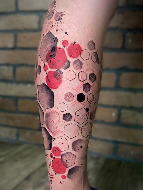 Contradiction Tattoo, Hexagonal Tattoo, Pixel Tattoo Ideas, Hexagon Tattoo Design, Hex Tattoo, Geometric Goat Tattoo, Mandala Tattoo Mann, Owl Neck Tattoo, Arte Trash Polka