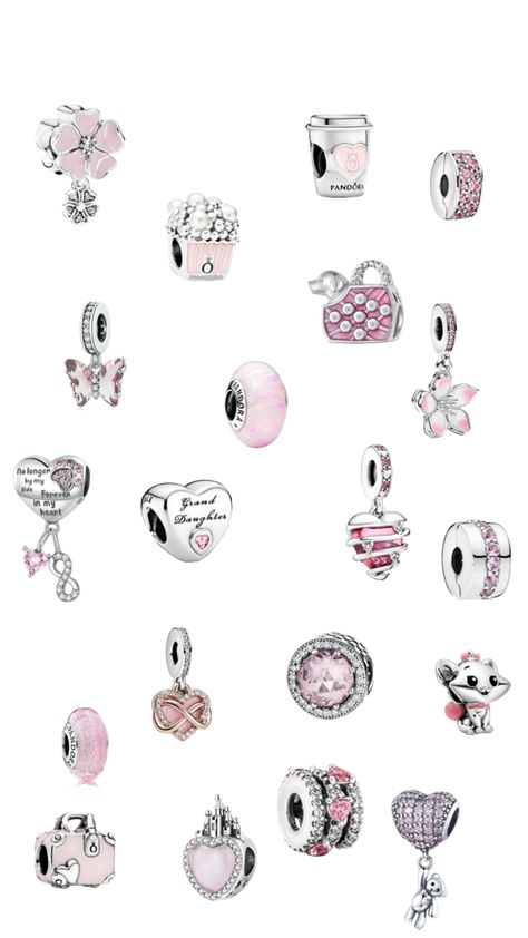 Pandora Charms Pink, Pandora Bracelet Charms Ideas, Silver Pandora Charms, Pandora Bracelet Designs, Pandora Pink, Logo Jewelry, Packing Jewelry, Jewelry Accessories Ideas, Pandora Style