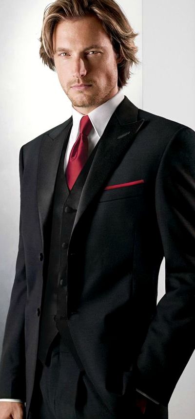 Black Suit Red Shirt, Mens Black Suit, Suit With Red Tie, Black Tuxedo Shirt, White Tuxedo Wedding, Wedding Suits Men Black, Black Suit Men, White Jeans Men, Black Tux