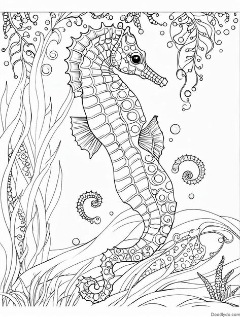 Seahorse Coloring Page Check more at https://doodlydo.com/seahorse-coloring-page/ Seahorse Coloring Pages, Seahorses, Adult Coloring Pages, Coloring Page, Coloring Pages, Arts And Crafts, Drawings, Color, Art