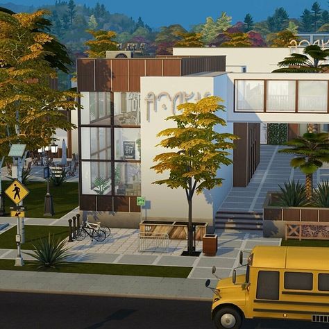 Copperdale Modern High School | Patreon Modern High School, The Sims 4 Lots, Sims 4 Cc Folder, The Sims 4 Download, Sims 4 Collections, Best Sims, School Building, Sims 4 Build, Sims 4 Houses