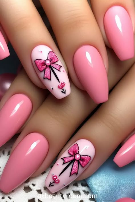 Doll Nail Art, Nails Pics, Rose Gold Nails Glitter, Pink Nail Ideas, Chrome Designs, Bright Pink Nails, Popular Nail Colors, Pink Nail Art Designs, Nail Types