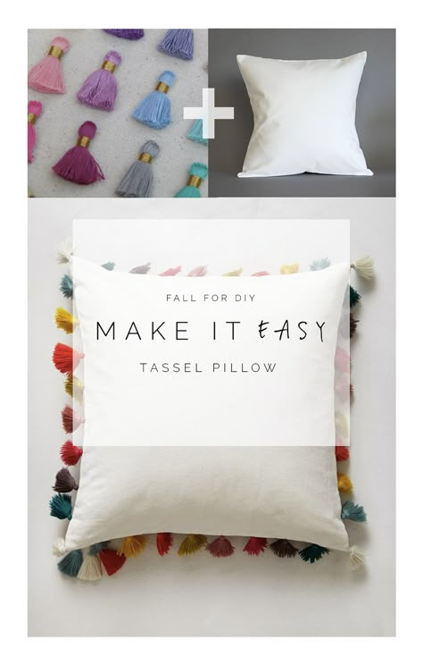 Fall For DIY Make it Easy Tassel Pillow Tassel Crafts, Tassel Pillow, Pillow Ideas, Diy Yarn, Pillow Tutorial, Diy Tassel, Diy Candy, Diy Pillows, Unique Diy