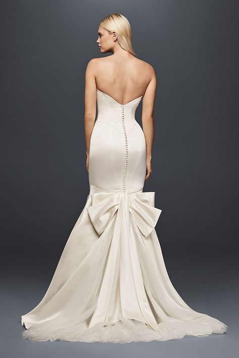 As-Is Seamed Satin Wedding Dress Style AI34010060, Ivory, 12 Zac Posen Wedding Dress, Wedding Gown A Line, Satin Mermaid Wedding Dress, Top Wedding Dress Designers, Petite Wedding Dress, Wedding Dresses Mermaid, Bow Wedding Dress, Davids Bridal Wedding Dresses, Allure Bridals