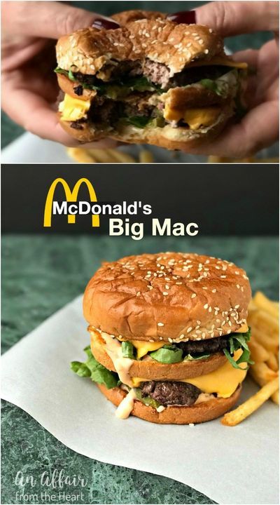 Copy Cat McDonald's Big Mac - An Affair from the Heart -No need to go to McDonald’s for a Big Mac when you can make this copycat recipe, using fresh ingredients from your own kitchen. So GOOD!! #bigmac #copycatrecipe #mcdonalds Hamburg Soup, Mcdonalds Copycat Recipes, Mcdonald's Big Mac, Mcdonalds Recipes, Big Mac Sauce Recipe, Mac Sauce Recipe, Burger Recipes Beef, Heart Recipes, Bbq Ideas