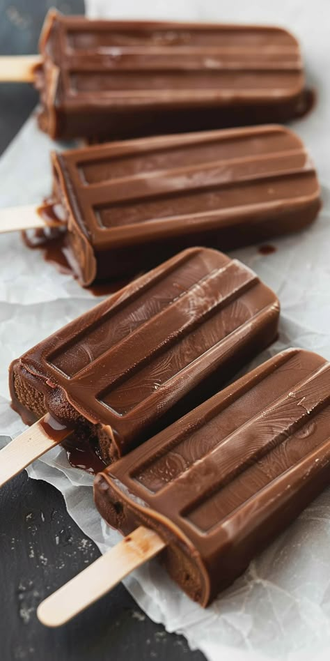 Fudge Popsicles [15 Minutes] - Chasety Christmas Popsicles, Popsicle Flavors, Popsicle Chocolate, Chocolate Popsicle, Fudge Popsicles, Homemade Coffee Creamer Recipe, Healthy Popsicle Recipes, Chocolate Popsicles, Cream Poster