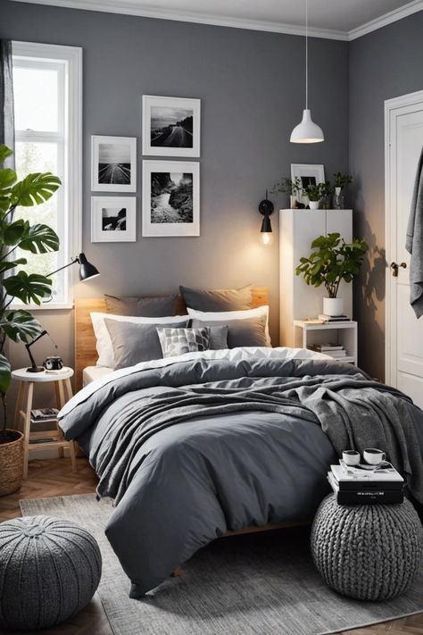 Grey Ikea Bedroom, Ikea Cozy Bedroom, Bedroom Inspirations Gray, Greyscale Bedroom, Ikea Bedroom Ideas, Best Of Ikea, Bedroom Ideas Grey, Cozy Grey Bedroom, Gray Bedroom Ideas