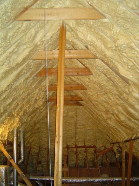 Insulating Attic Ceilings, Diy Attic Insulation, Insulating Attic, Insulate Attic, Diy Spray Foam Insulation, Attic Ceiling, Insulation Ideas, Diy Insulation, Installing Insulation