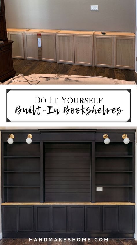 Built In Bookshelves, Home Office Makeover, Bookshelves Diy, Empty Room, Office Makeover, Fast Forward, Built In Shelves, Happy We, Basement Remodeling