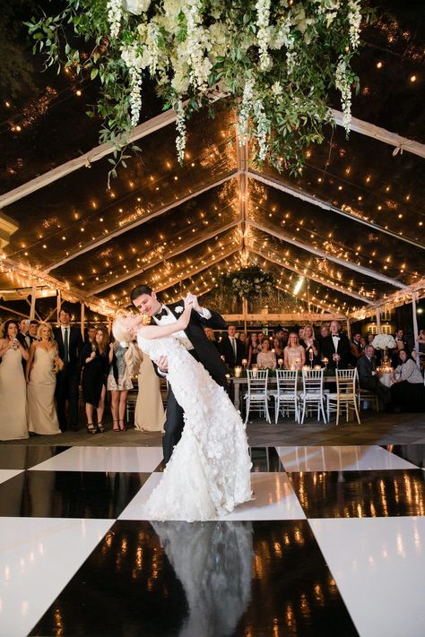 black and white checkered dance floor wedding reception Flower Gazebo, Beige Bridesmaid Dresses, Flower Canopy, Louisiana Wedding Venues, Beige Bridesmaid Dress, Beige Bridesmaids, Elegant Wedding Flowers, Lush Wedding, Nola Wedding