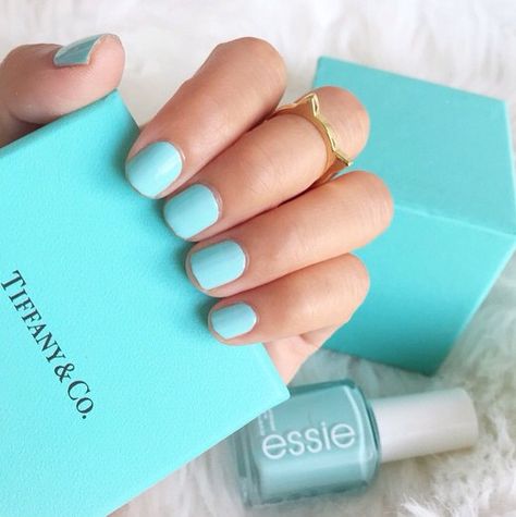 Tiffany blue nails Tiffany Blue Nails, Aqua Nails, Essie Nail Polish, Essie Nail, Fabulous Nails, Nail Polish Colors, Green Nails, Tiffany Blue, Blue Nails