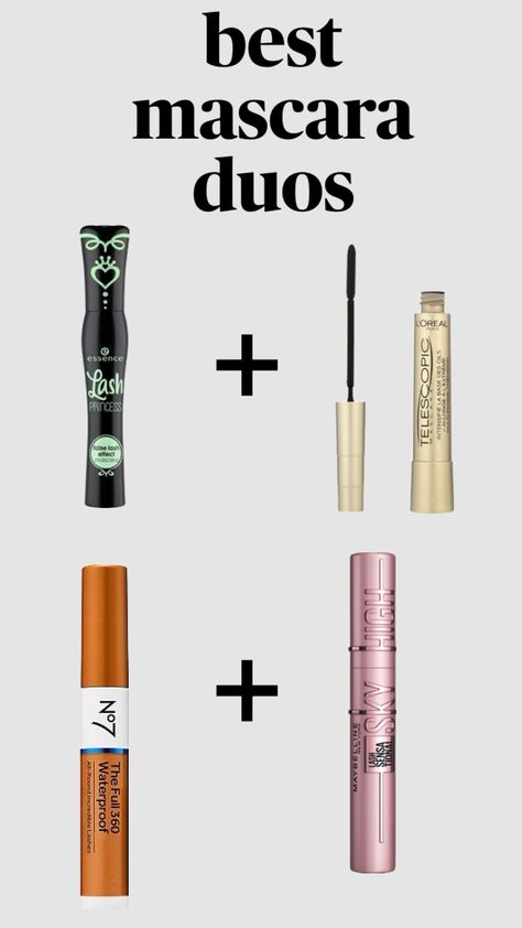 #mascara #duos Mascara Combos, False Lash Effect Mascara, Best Mascara, Mascara Lashes, False Lashes, Maybelline, Makeup Tips, Lashes, Back To School