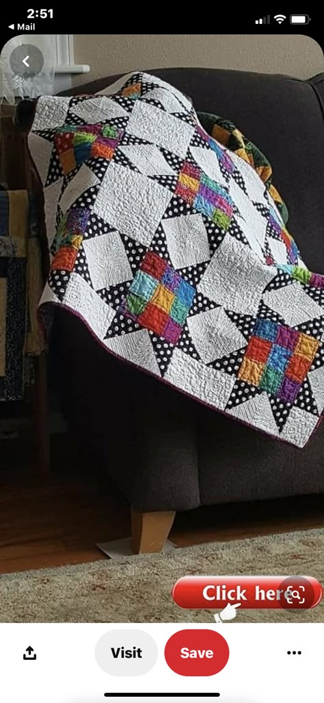 Polka Dot Quilts, Bright Quilts, Quilt Modernen, Quilts Decor, Quilt Care, Scrap Quilt Patterns, Lap Quilts, Star Quilt Blocks, Star Quilt Patterns